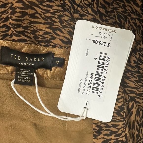 Ted Baker London Skirt Asymmetric Ruffle Brown Dainty Size UK 4 12 Large New - Picture 6 of 8